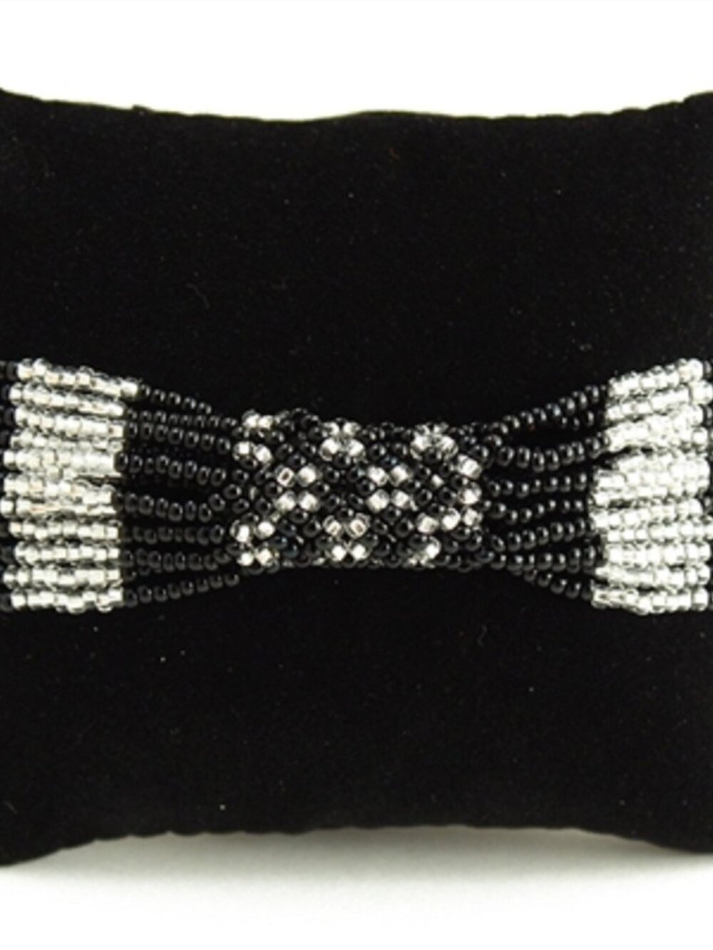 Czech Glass Bead BLACK, SILVER Zulu Bracelet